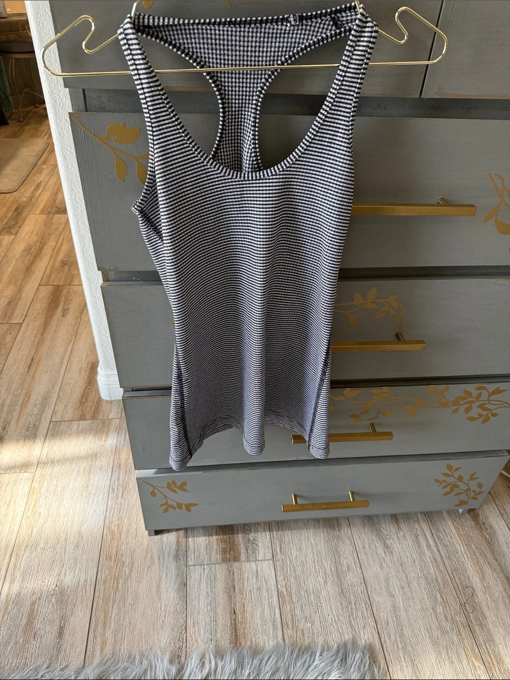 lululemon athletica Black and White Striped Racerback Tank